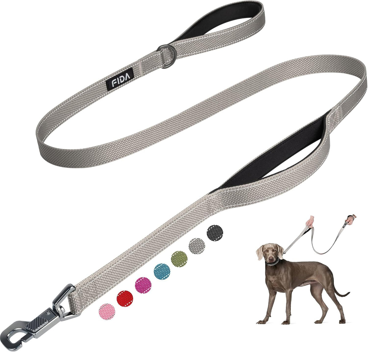 Fida Heavy Duty Dog Leash for Medium Large Dogs, 4 FT, Dual Padded Handles
