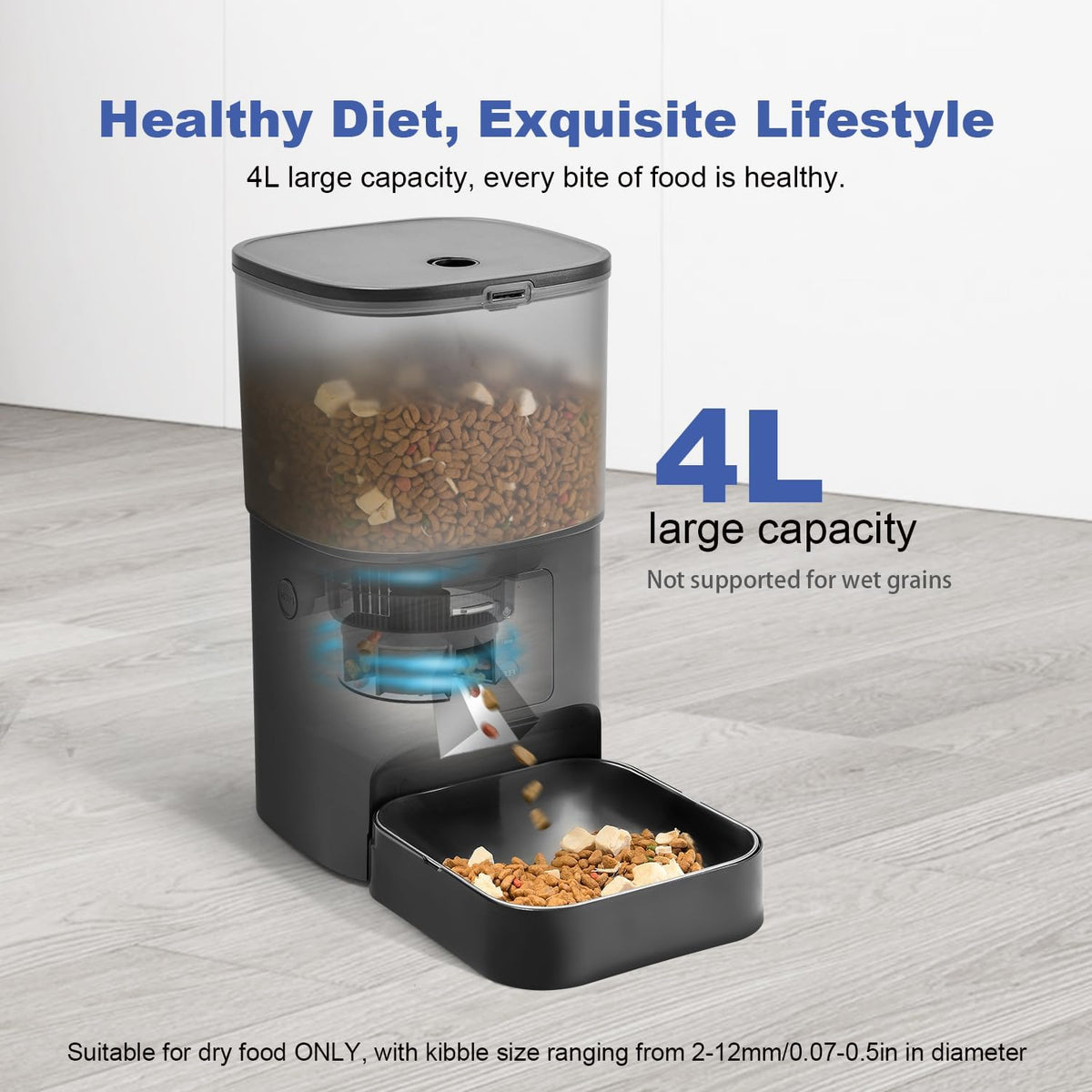 ANDOLL HOME Automatic Cat Feeder,4L Timed Cat＆Dog Dry Food Dispenser