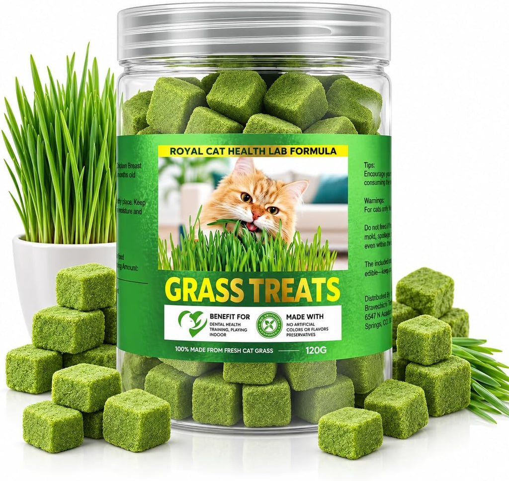 AiRunTech Cat Grass Treats, Cat Grass for Indoor Cats, 120g