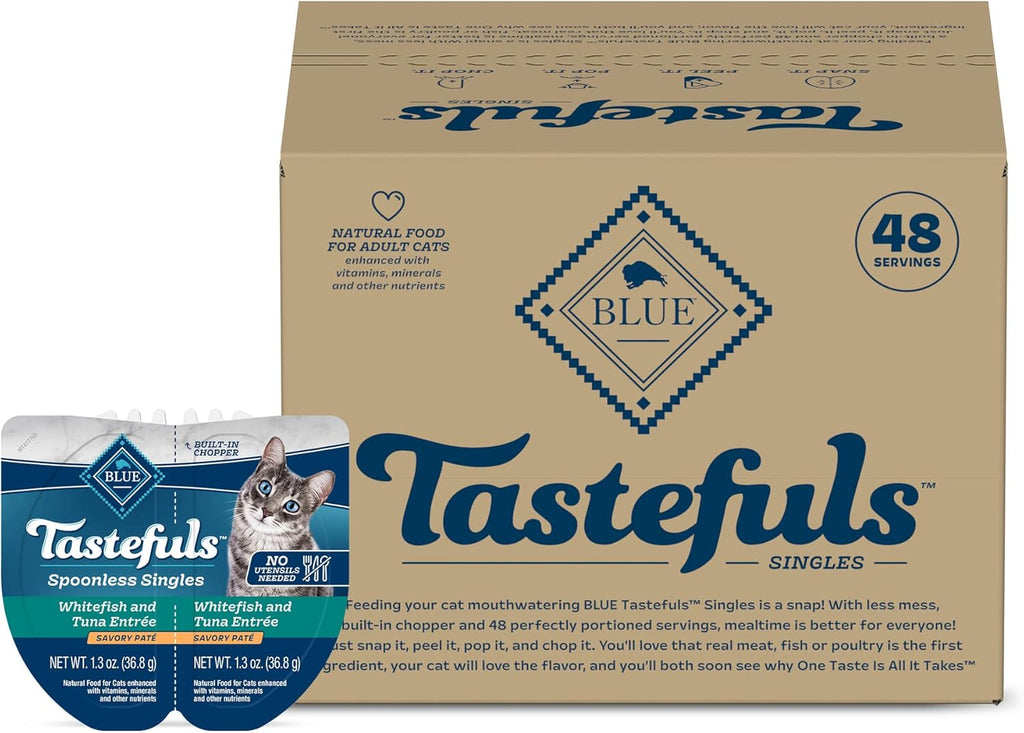 Blue Buffalo Tastefuls Whitefish & Tuna Spoonless Singles, 2.6 oz, 24 ct