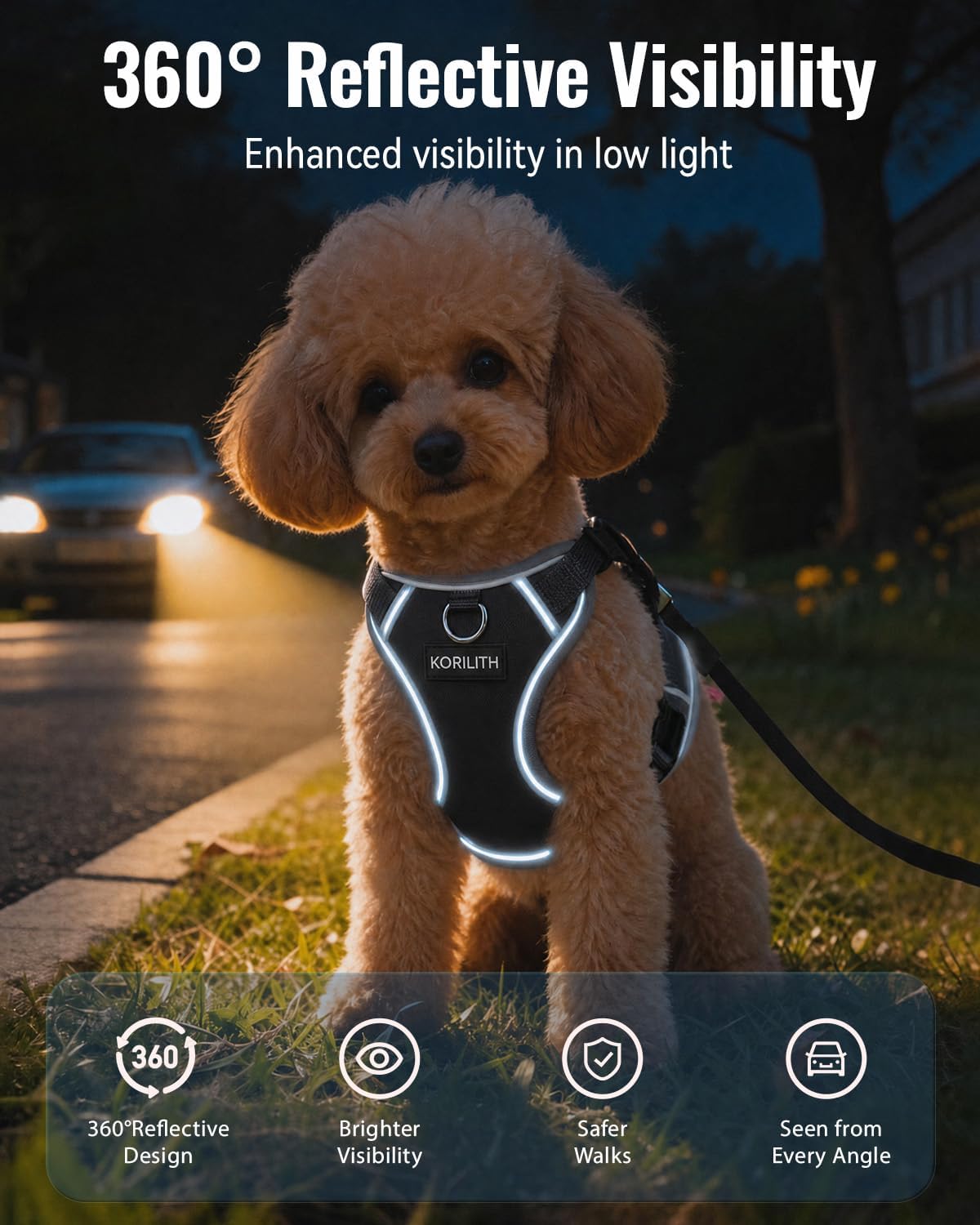 Escape Proof Dog Harness and Leash Set with Pocket