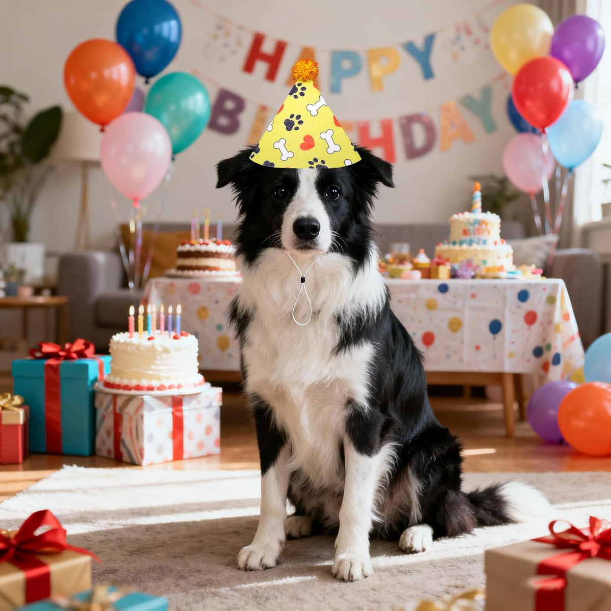 6PCS Dog Birthday Hats Party Hats Felt for Large XL XXL Dogs Paw Bone