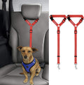 BWOGUE 2 Pack Dog Seat Belt for Car, Headrest Restraint Safety Strap, Red
