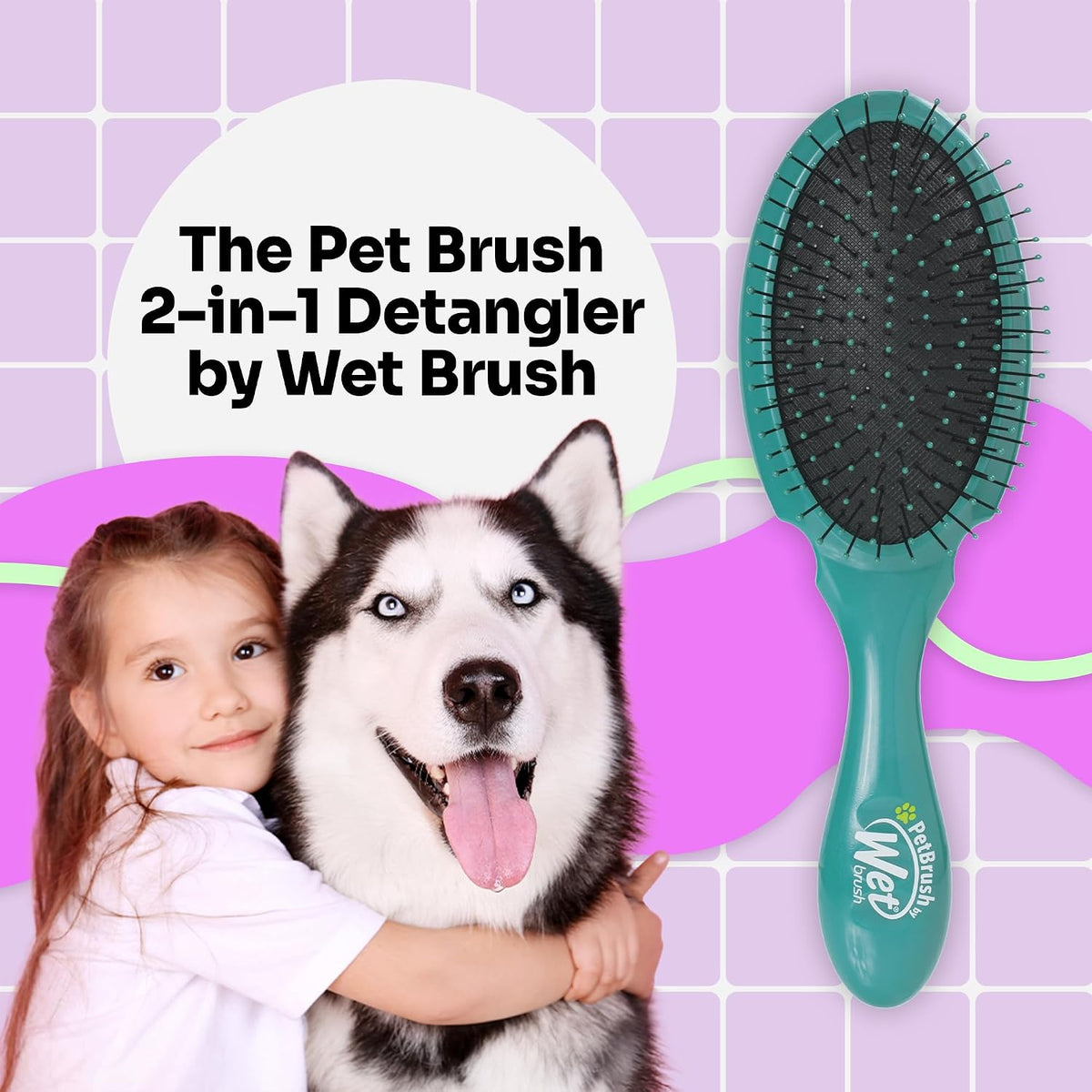 Wet Brush Ultimate Dual-Sided Detangling Brush - Ultra Soft IntelliFlex Bristles, Removes Loose Hair & Dirt for Dogs, Cats, Rabbits - Teal 