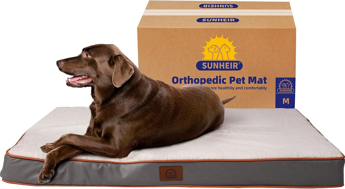 Sunheir Washable Orthopedic Medium Dog Bed, Large Waterproof Dog Crate Bed