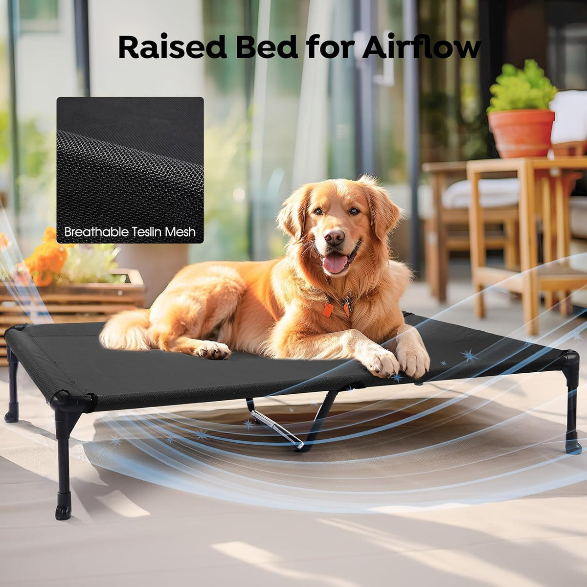 Veehoo Elevated Dog Beds Large Sized Dog with Fluffy Plush Bolster Cushion