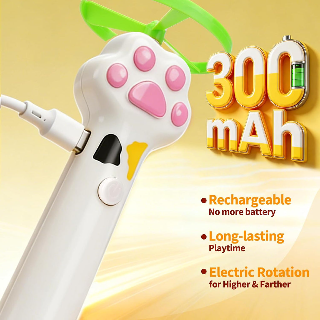 BABORUI Cat Toy Disc Launcher, Rechargeable Interactive Cat Fetch Toy Launcher with 8 Flying Discs, Flying Enrichment Toys for Indoor Bored Kittens & Adult Cats (White)