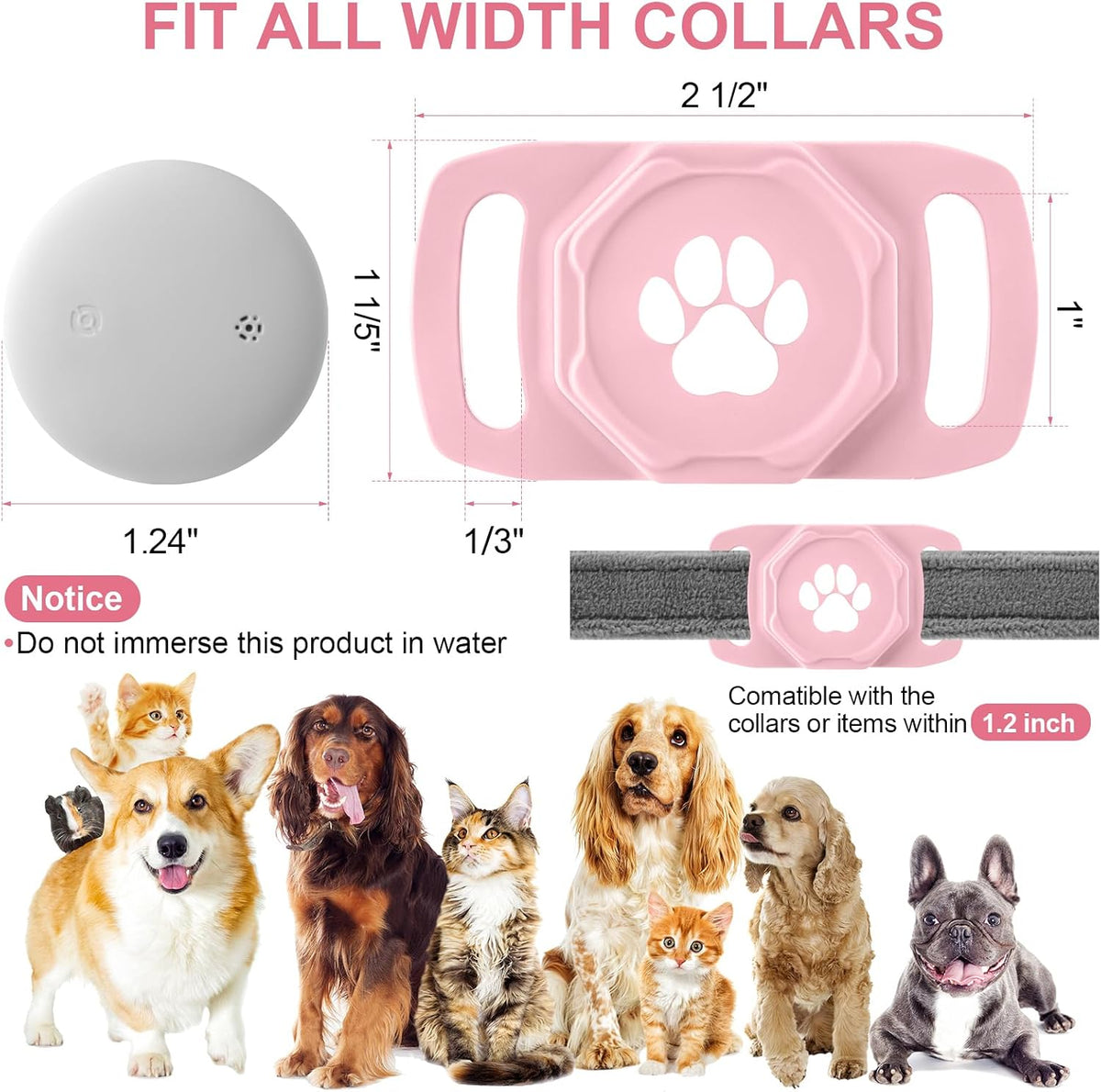 Smart Pet Tracker for Collar - Dog Tracker Pet Location Tracker with Holder