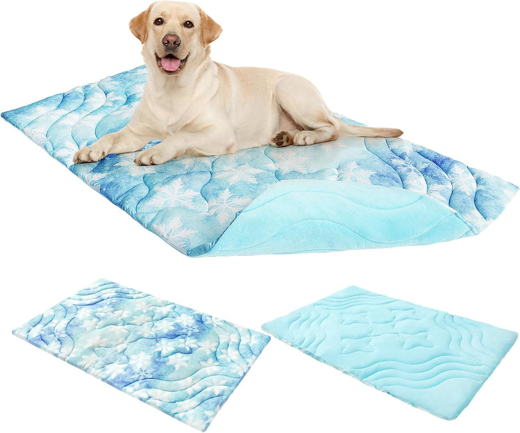 PAWCHIE Reversible Dog Bed Mat Dog Crate Pad,Washable Dog Sleeping Pad Mattress for Small to Large Dogs,Washable Pet Cooling&Warming Pad Blanket for Indoor Outdoor Floor,Car Seats,Sky Blue 36" x 23"