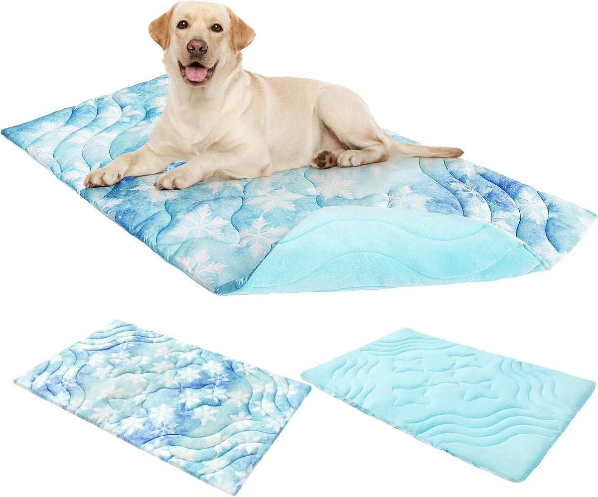 PAWCHIE Reversible Dog Bed Mat Dog Crate Pad,Washable Dog Sleeping Pad Mattress for Small to Large Dogs,Washable Pet Cooling&Warming Pad Blanket for Indoor Outdoor Floor,Car Seats,Sky Blue 36" x 23"