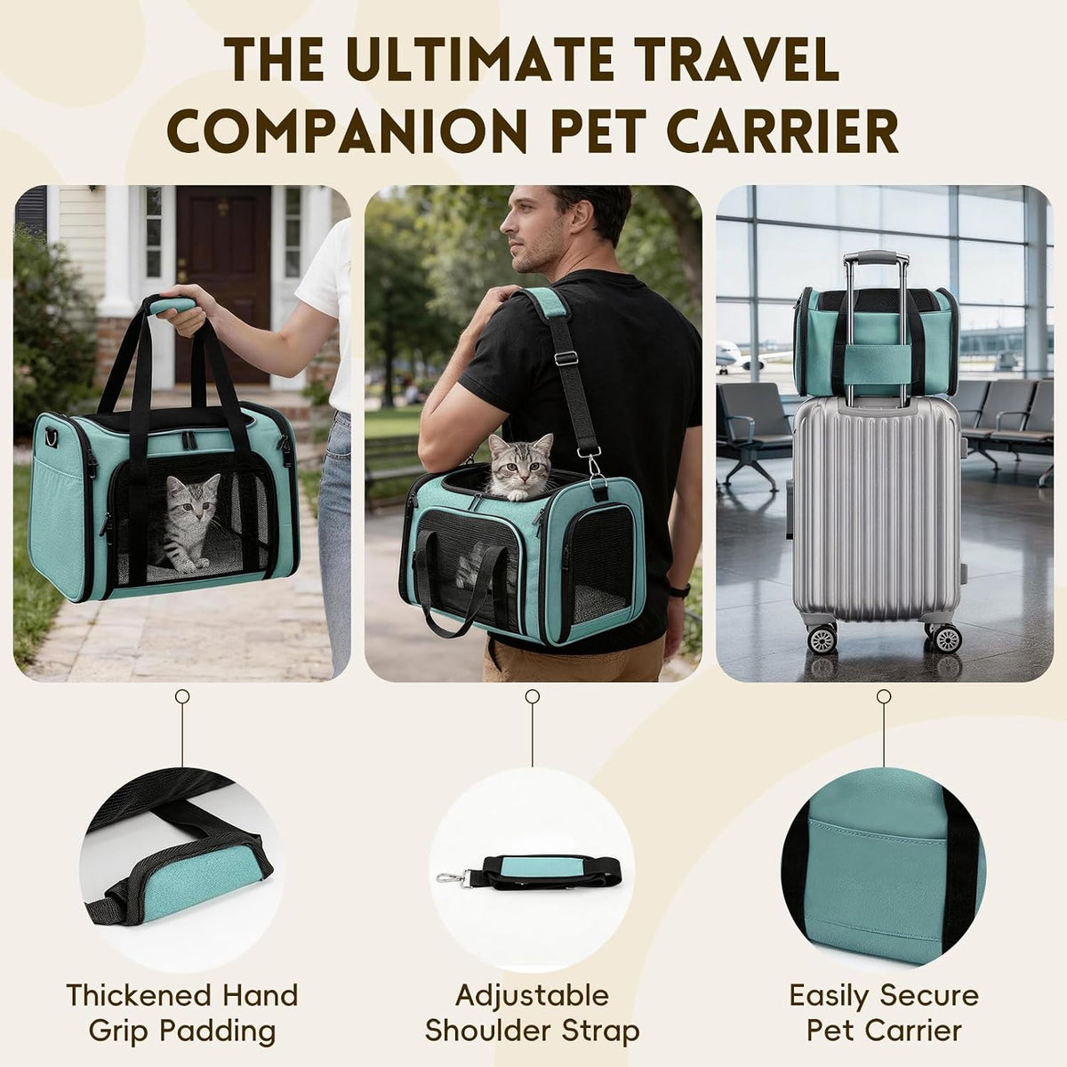 Cat Carrier Soft, Dog Carriers for Small Dog/Large Cat (Up to 16lb)