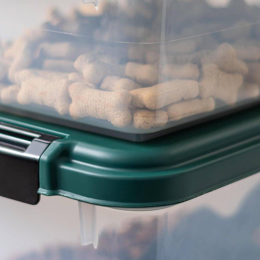 IRIS USA Airtight Pet Food Container, Up to 30 lbs & 11 lbs, Green | Airtight Seal, BPA-Free, 2-Cup Scoop, Stackable Design, Rolling Wheels, Dual Storage 