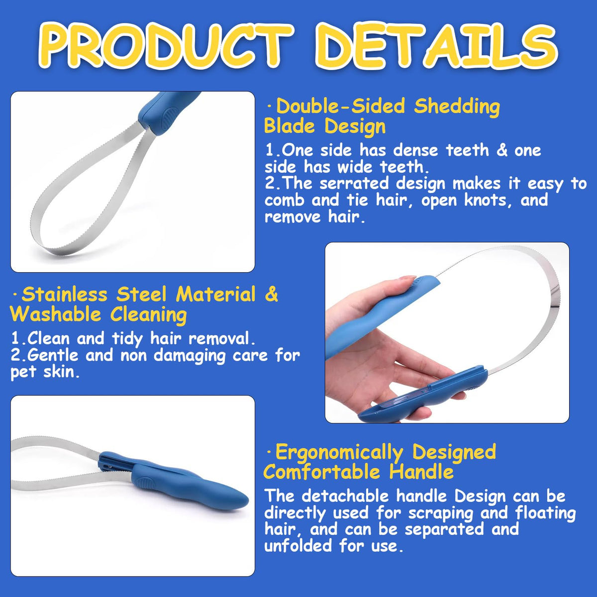 Deshedding Tool Grooming Brush for Horse Dog Cat(Single Loop)
