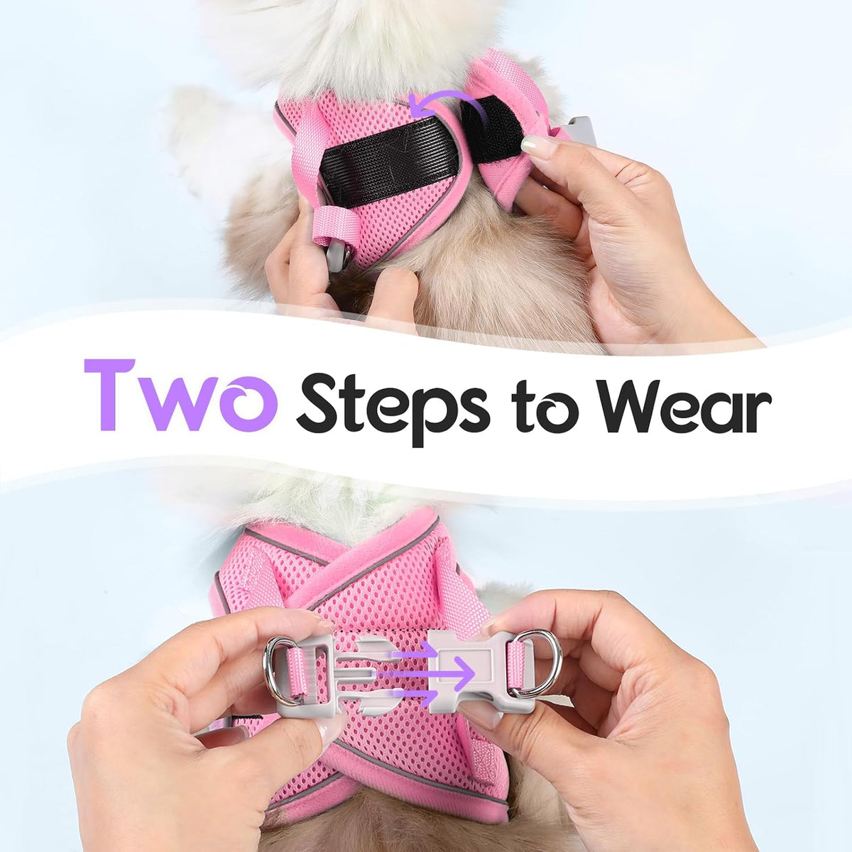 Dooradar Cat Harness and Leash Set, Easy-on Vest, Purple & Pink