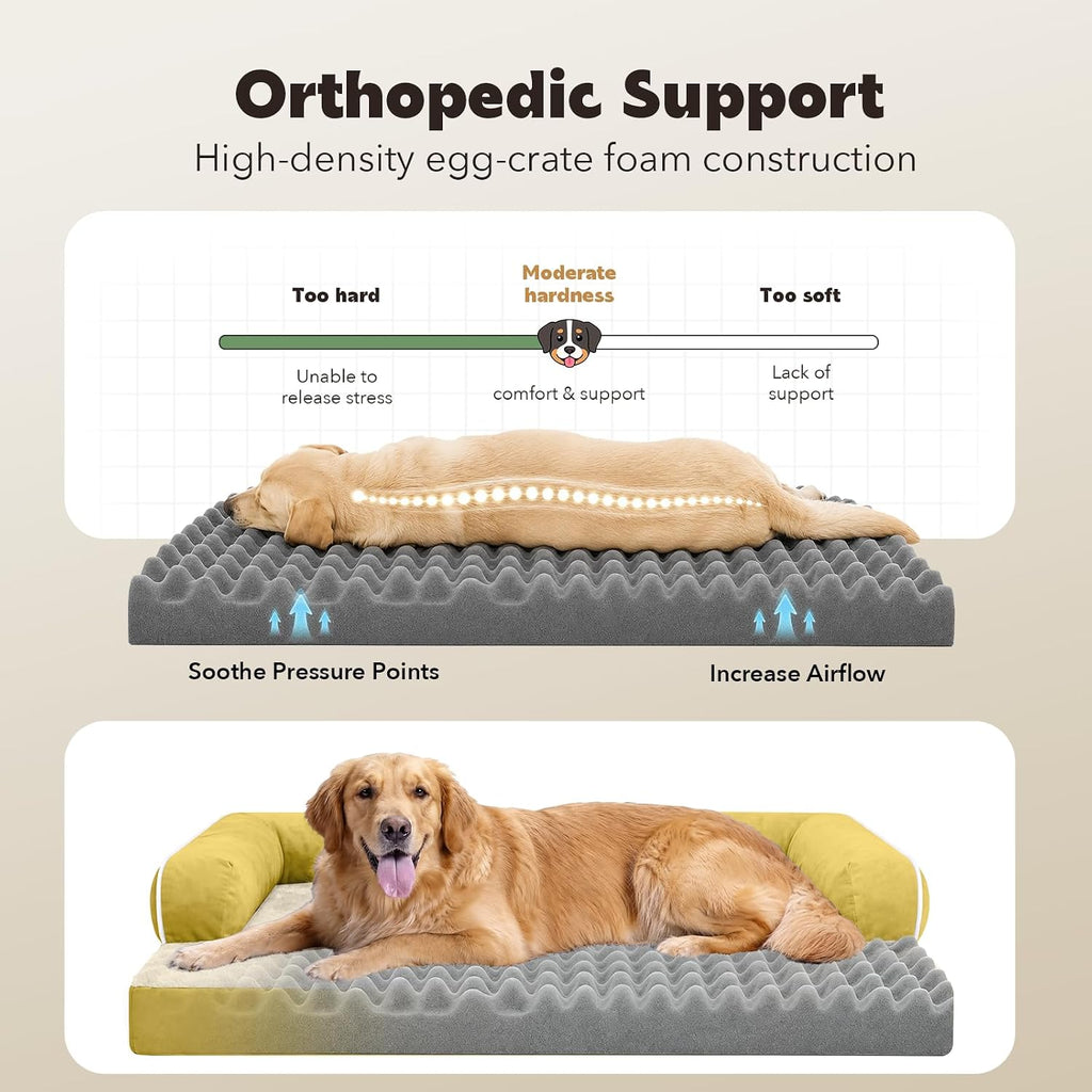 MEKIY Orthopedic Washable Dog Bed with Bolster for Medium to Large Dogs