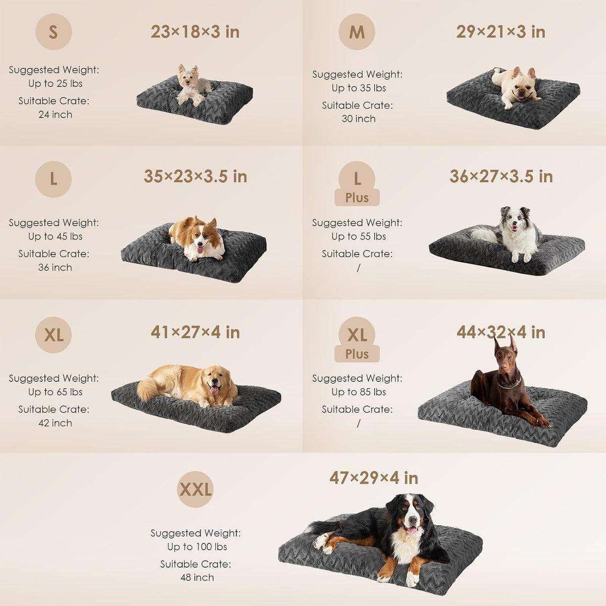 EHEYCIGA Washable Dog Beds Medium Sized Dog, 29x21 Inch Pet Bed, Charcoal