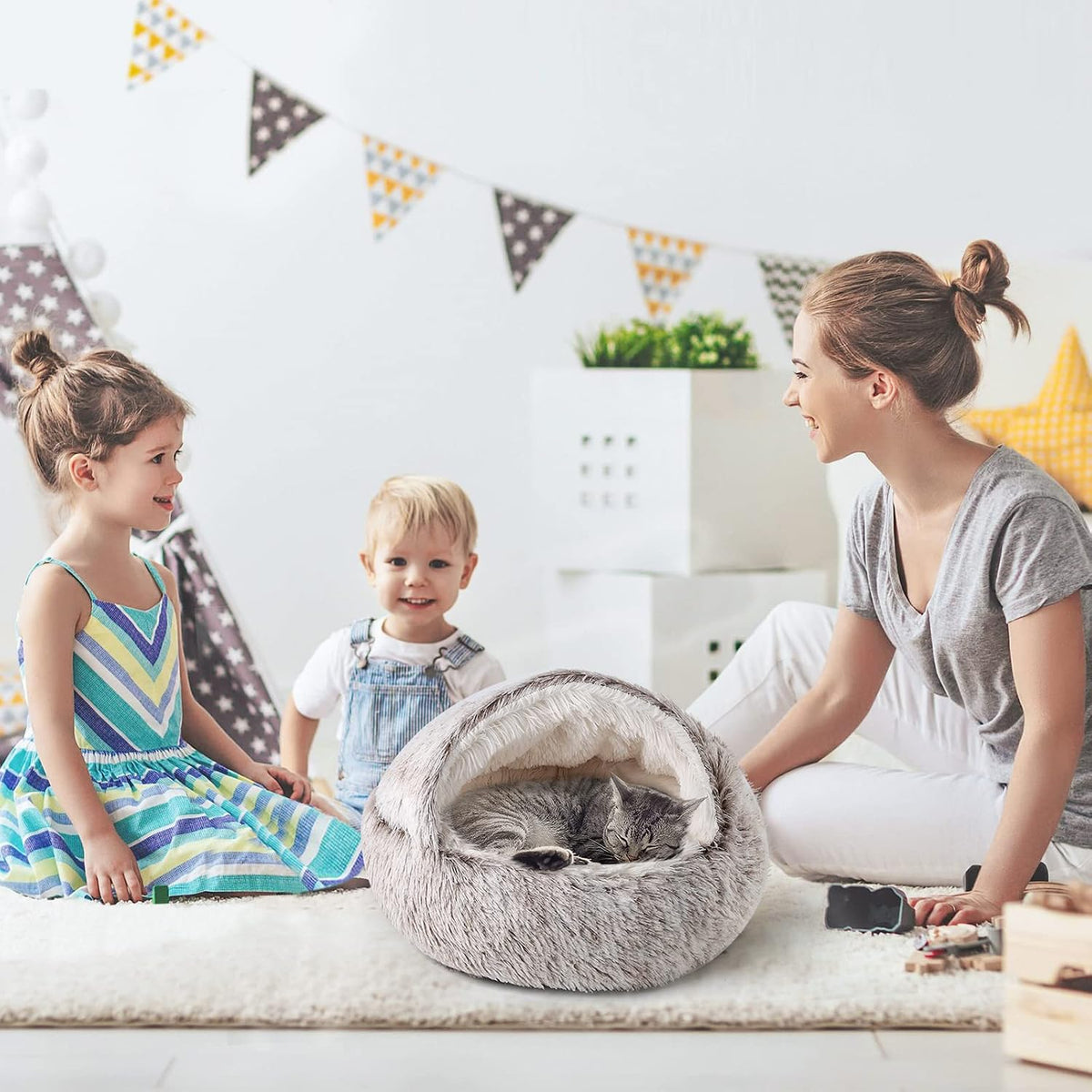 CATISM Cat Bed, Cat Beds for Indoor Cats with Covered Hooded