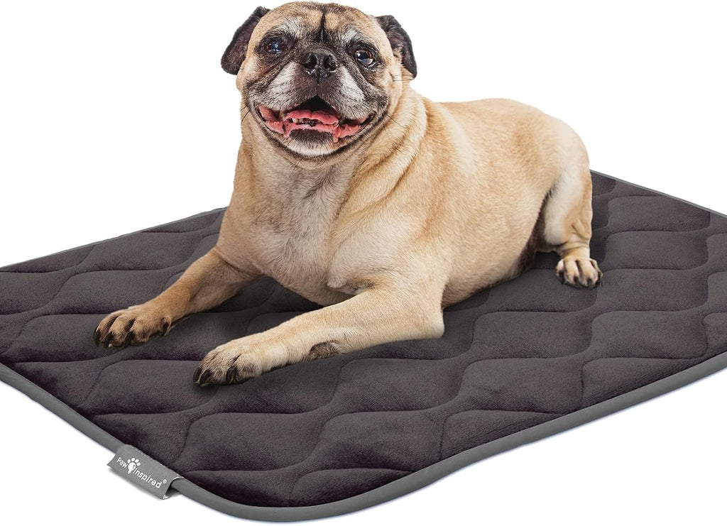 Paw Inspired Washable Padded Crate Mats for Dogs, Gray, 29x18 Inch