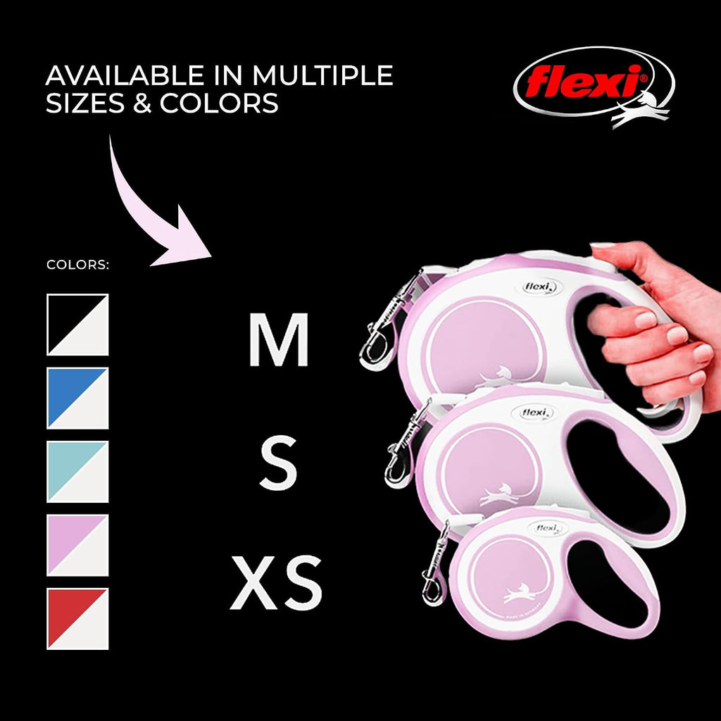 FLEXI® Comfort XS Tape Retractable Dog Leash, 3-Finger Grip, 10 ft - Pink