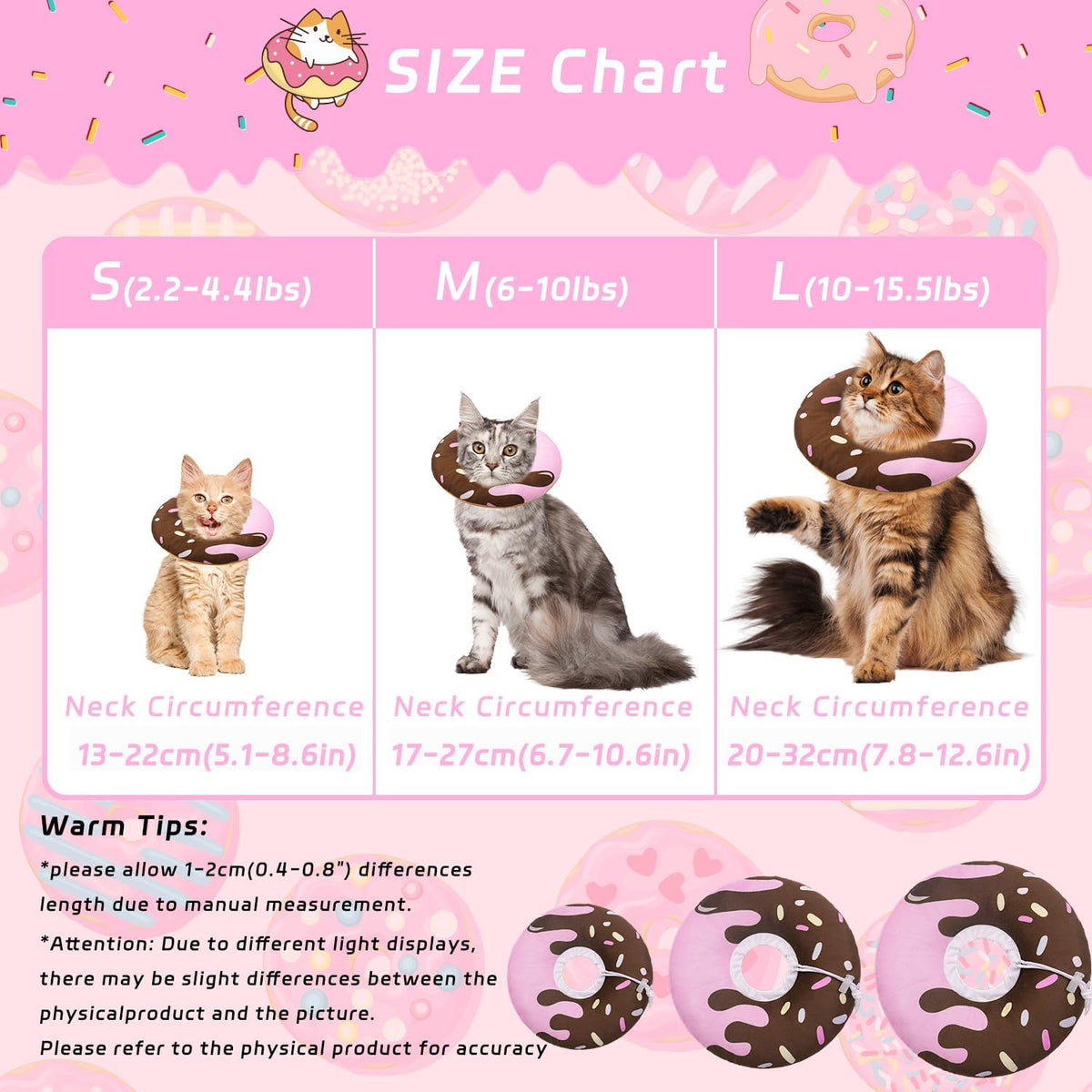 Seyezo Cat Cone Collar Soft, Adjustable Recovery Collar, Chocolate, Small