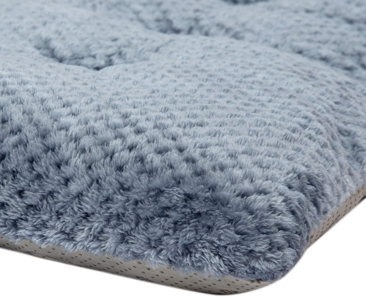 WONDER MIRACLE Fuzzy Deluxe Pet Beds, Super Plush Dog or Cat Beds Ideal for Dog Crates, Machine Wash & Dryer Friendly (23" x 35", L-Dark Blue)