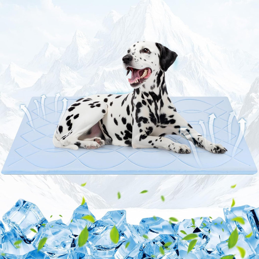 Q-Max>0.4 Dog Cooling Mat (Cool&Warm), 59''×40'', XL, Blue+Grey