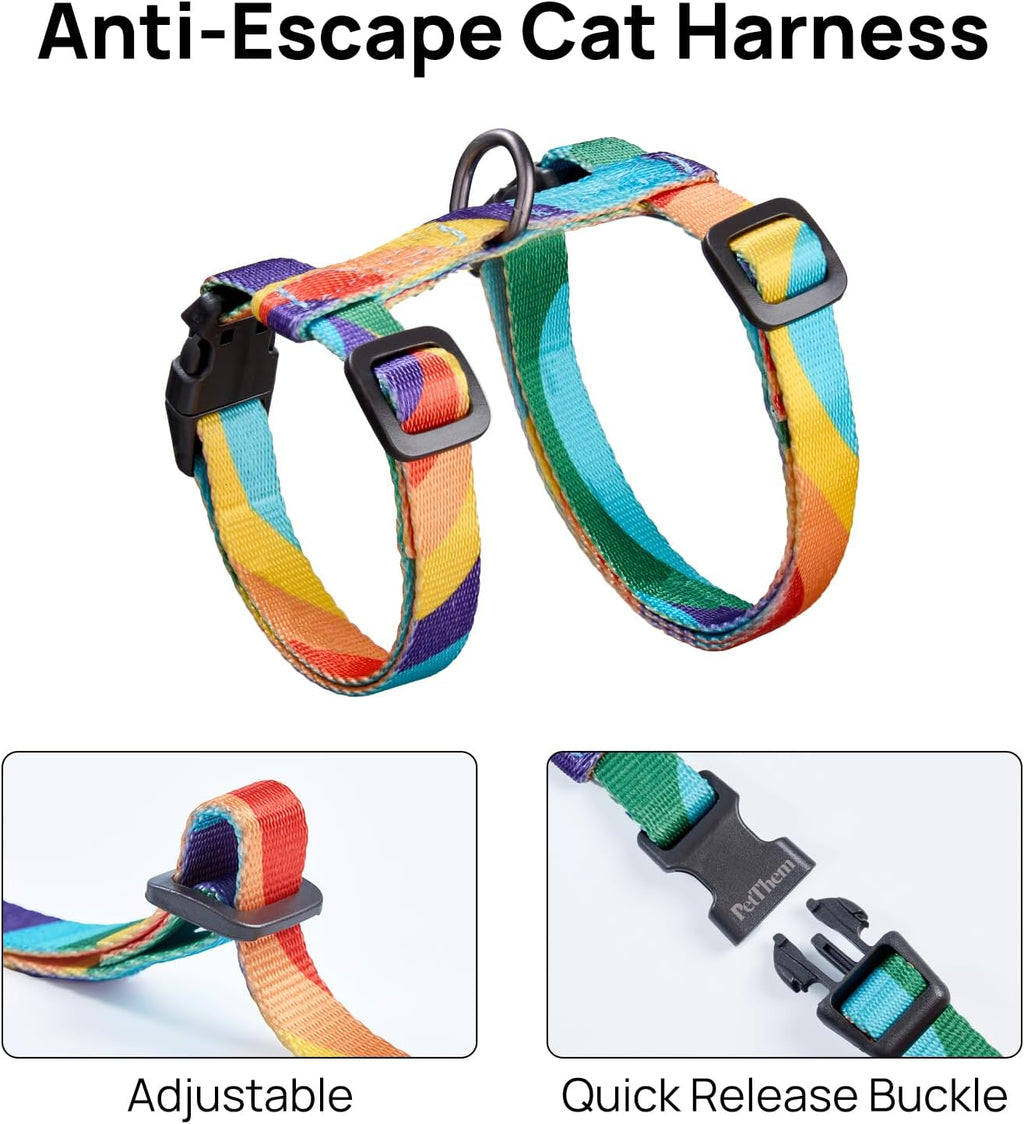 PetThem Adjustable Cat Harness and Leash Set Escape Proof (Yellow & Green)