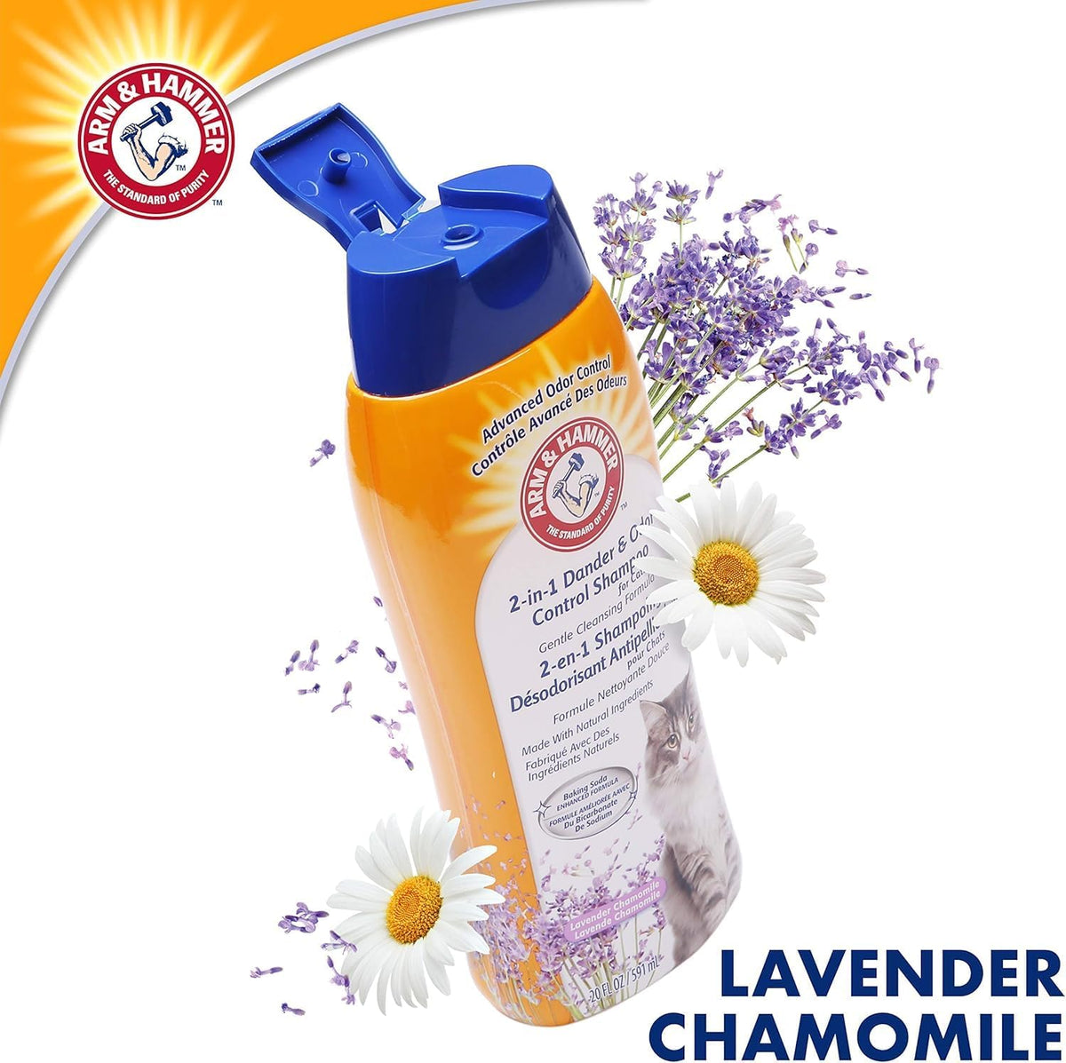 Arm & Hammer 2-in-1 Deodorizing Cat Shampoo, Lavender, 20 Fl Oz, 2-Pack