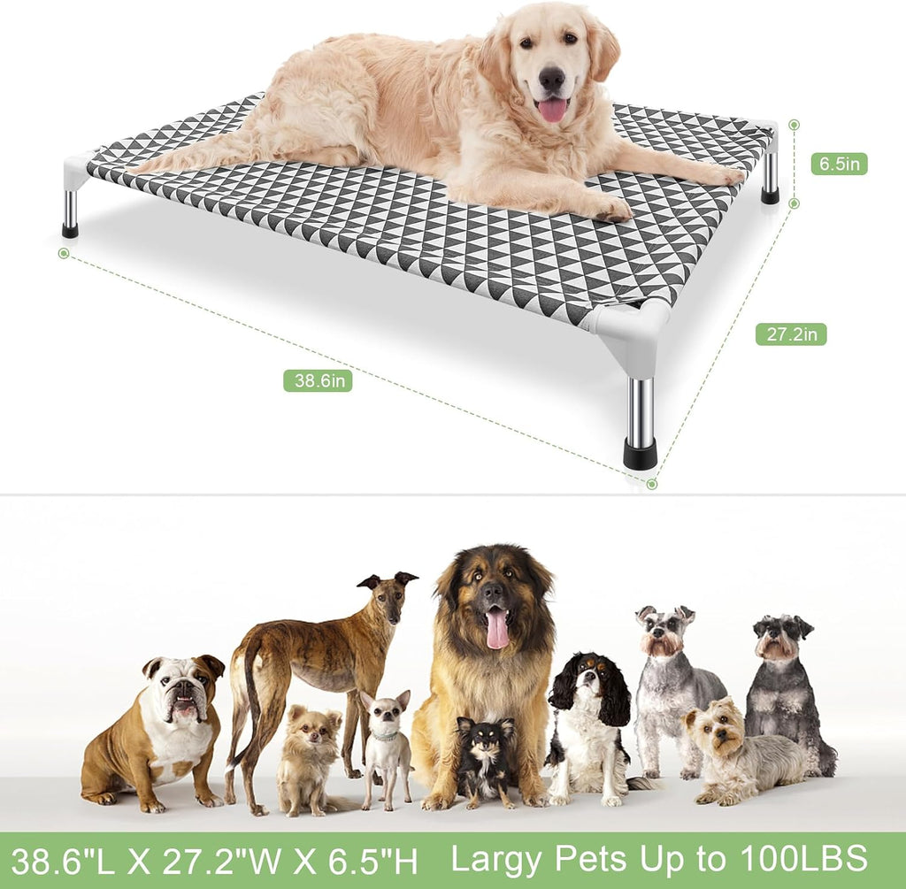 Kuntrust Elevated Outdoor Dog Bed, Large Size, Fits up to 100lbs