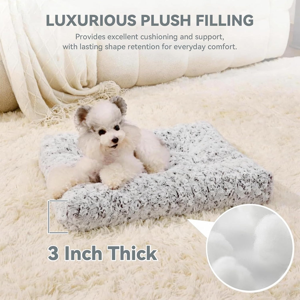Small Dog Crate Bed Mat, Washable Plush Pad for Puppies & Cats