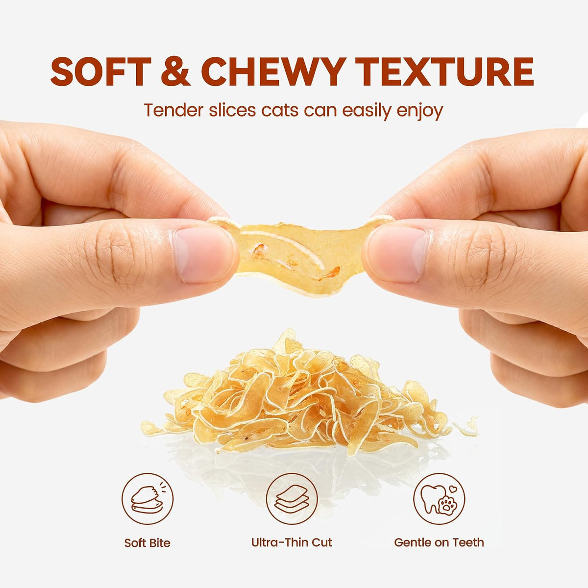 Soft Chicken & Shrimp Cat Treats Thin Slices Easy Chew 3.2 oz
