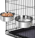 Kennel Bowls Mountable in Crate Kennel Cage (6.2x2.6” & 5.5x2.4”) | 34oz & 25oz Stainless Steel Dogs Bowls, Dog Food and Water Bowl for Dog Crate, 2 Pack, Silver