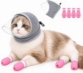Cat Muzzle for Grooming with 4 Claw Cover, Breathable Cat Helmet for Biting