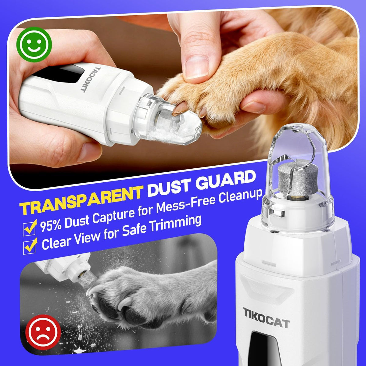 Whisper-Quiet Dog Nail Grinder Kit 50%More Powerful for Sensitive Dogs,Cats