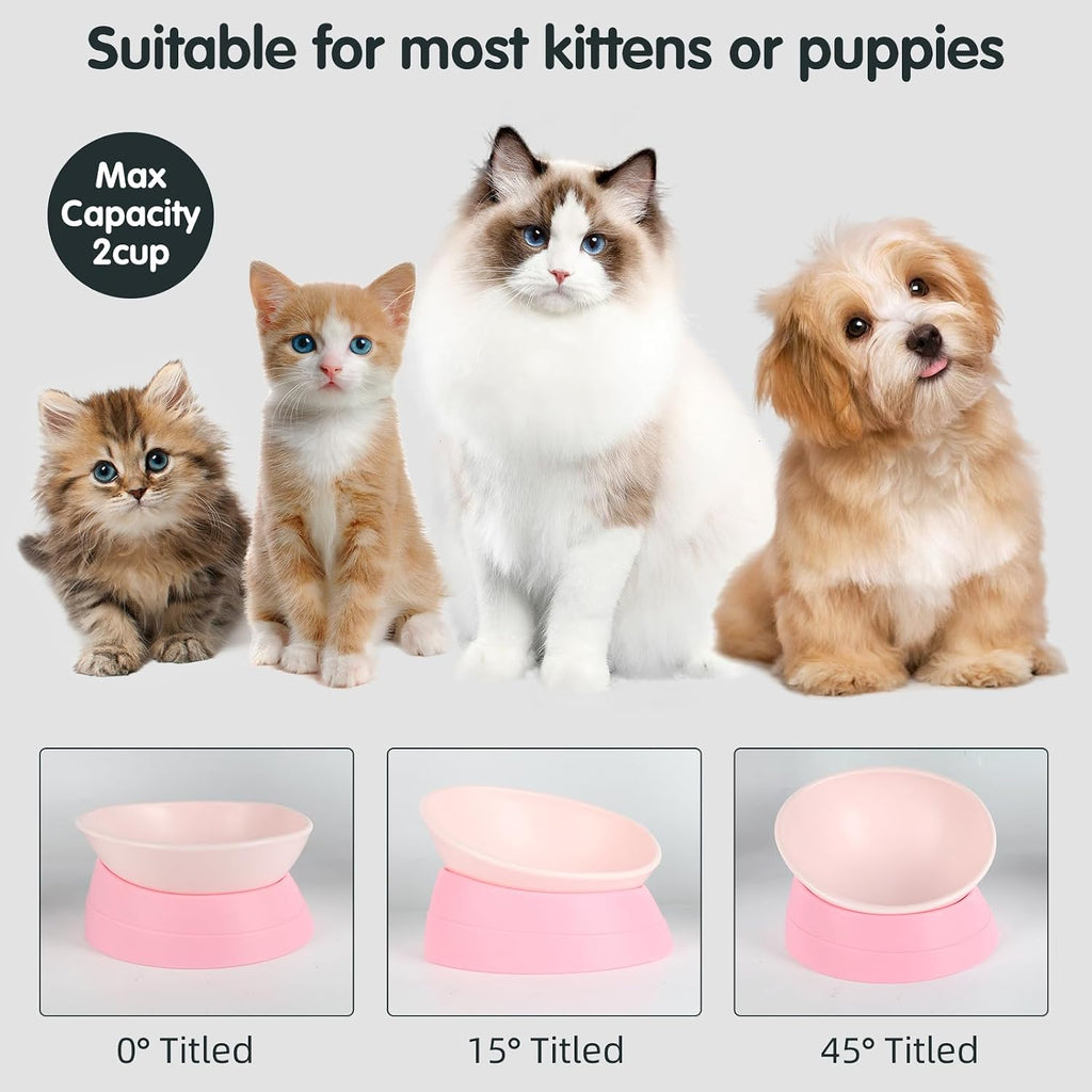 Bulldog Bowl Anti-Slip Dog Cat Dish Detachable Rubber Dog Bowl Pet Sterile Tilted Pet Feeder Slope Base 
