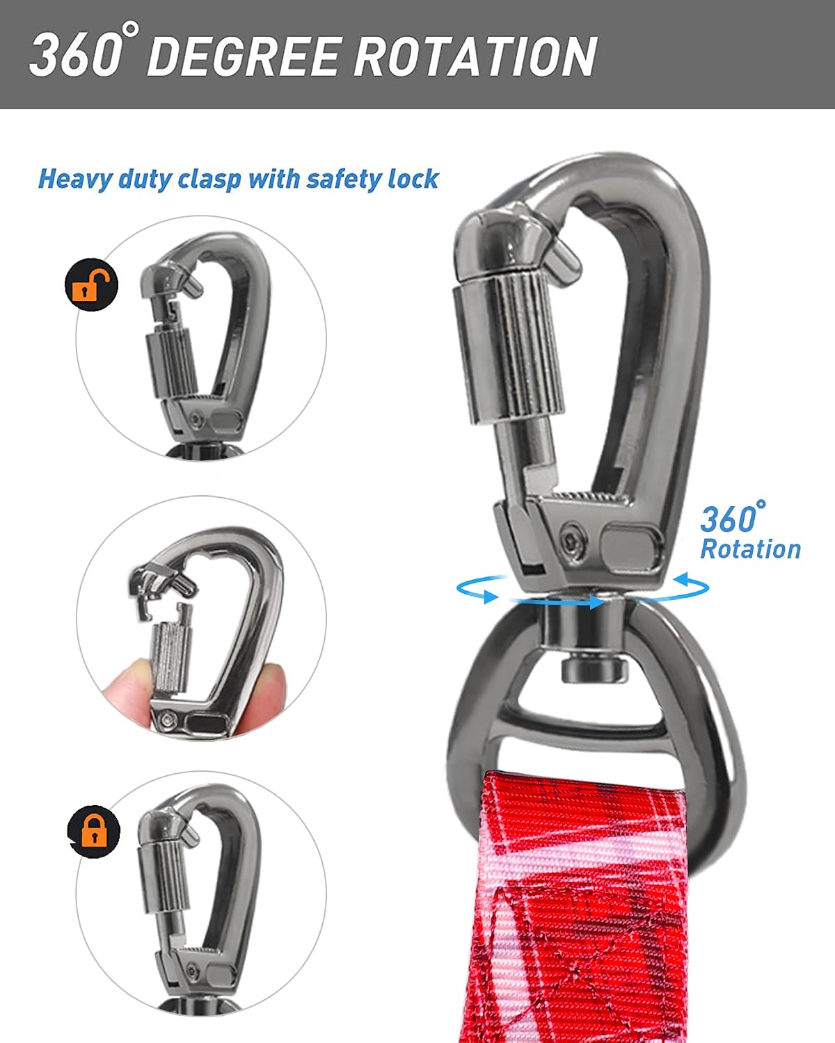 Hotsky Tactical Bungee Shock Absorbing No Pull Dog Leash,Red Plaid,4-6FT