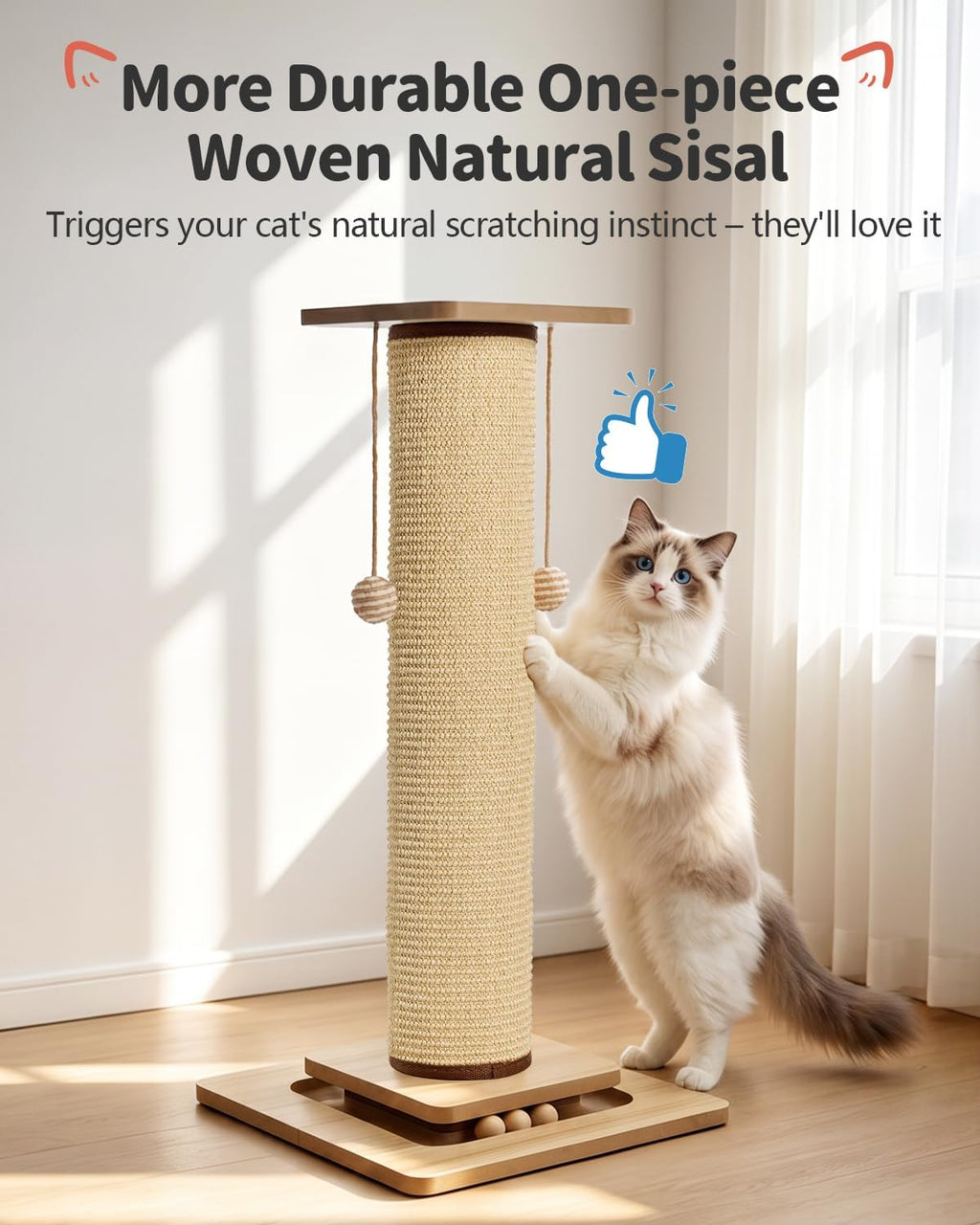 Odoland Cat Scratching Post Replace Mat Natural Sisal Scratcher Pad