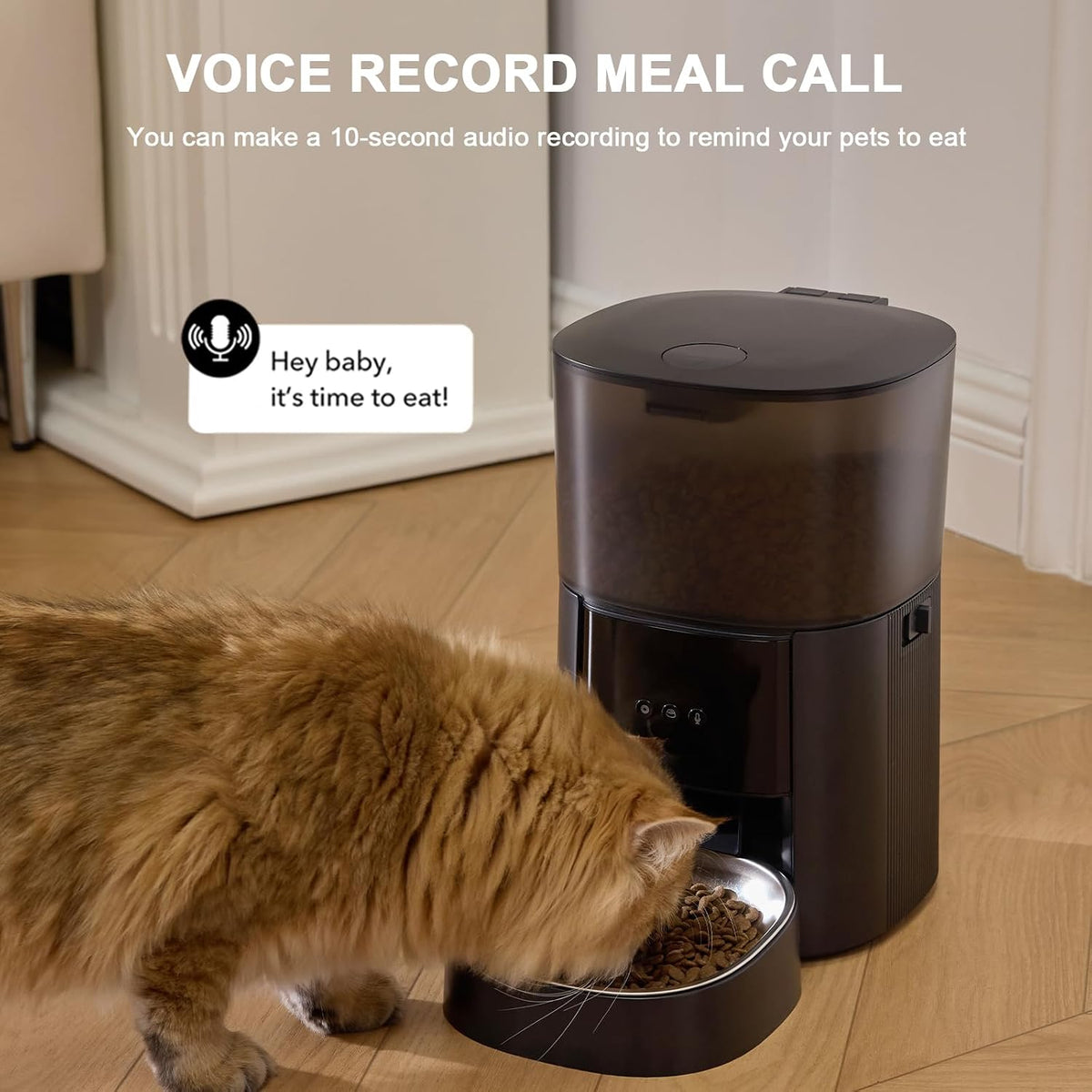 Automatic Cat Feeder WiFi with App Control, Voice Recorder, 4L Dry Pet Food Dispenser for Cats & Dogs with Freshness Preservation, Custom Feeding Times & Portions, Dual Power