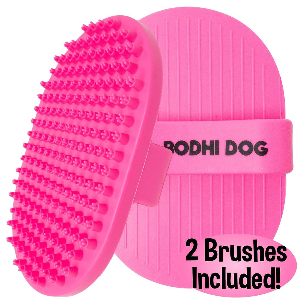 Bodhi Dog Shampoo Brush - Pet Grooming & Bath Supplies for Dogs and Cats - Bath Brush for Long & Short Hair - Premium Scrubber for Shower, Curry Comb for Dogs, Cats & Horses (Two Pack, Pink)