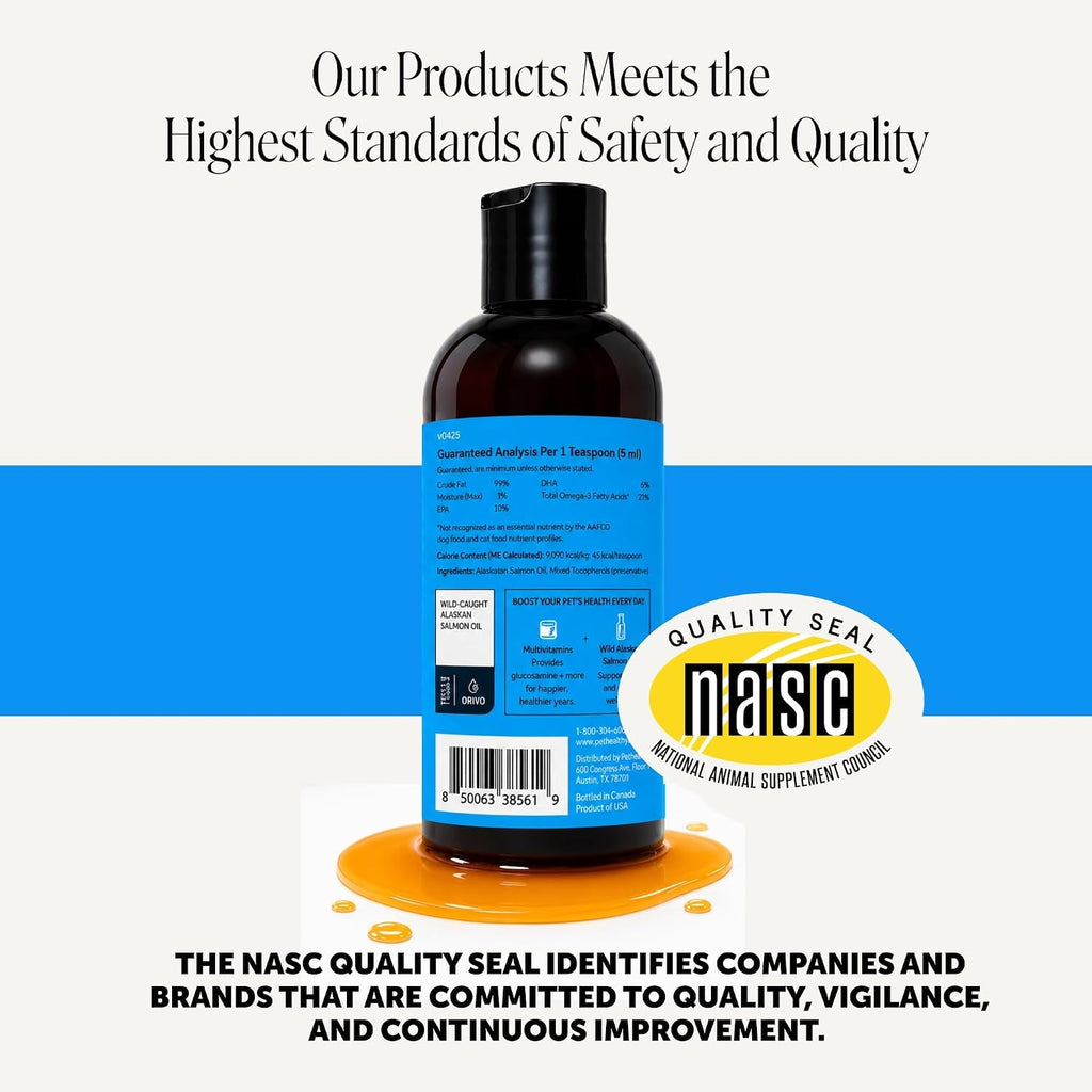 Pet Honesty Vet Recommended Salmon Oil for Dogs and Cats, 8oz