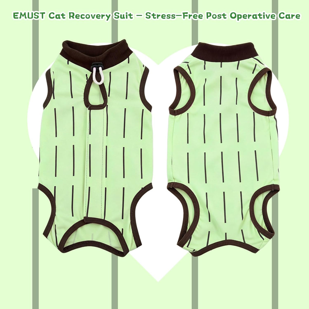 Cat Recovery Suit Female, Kittens Onesie for Cats After Surgery, Green, S