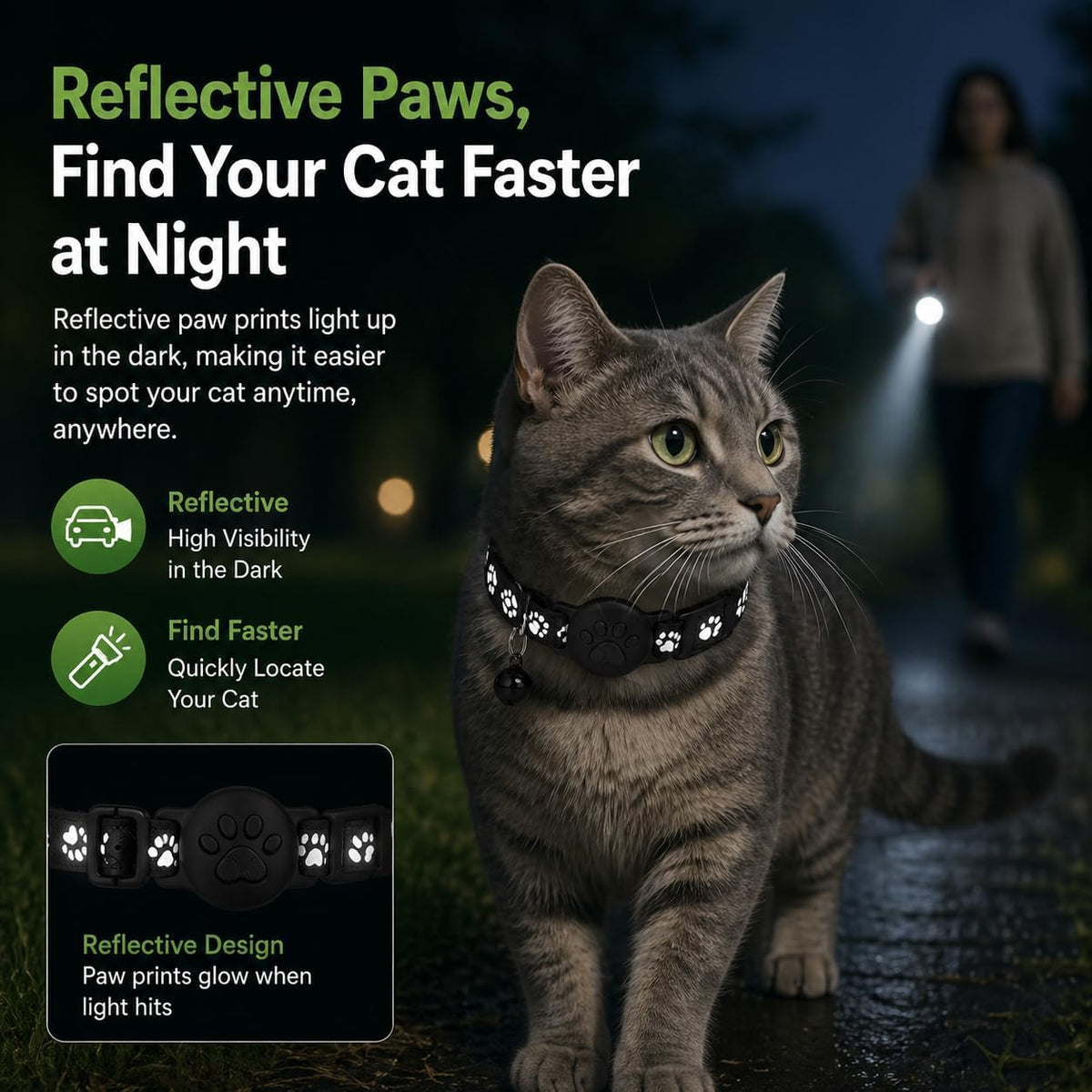 GPS Tracker for Cats, Cat Collar with Tracker for Android Users – No Monthly Fee, Google Find Hub Cat GPS Tracker Collar, IP67 Waterproof, Replaceable Battery Lasts 1 Year (Not Standalone GPS) (Black)