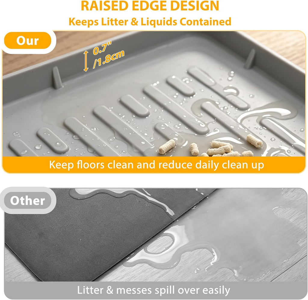 Cat Litter Box Mat, 47" x 35" Extra Large Silicone Cat Litter Mat | Waterproof & Washable Kitty Litter Catcher Matt, Soft on Paws Non-Slip Easy to Clean Reduces Litter Tracking for Indoor Cats