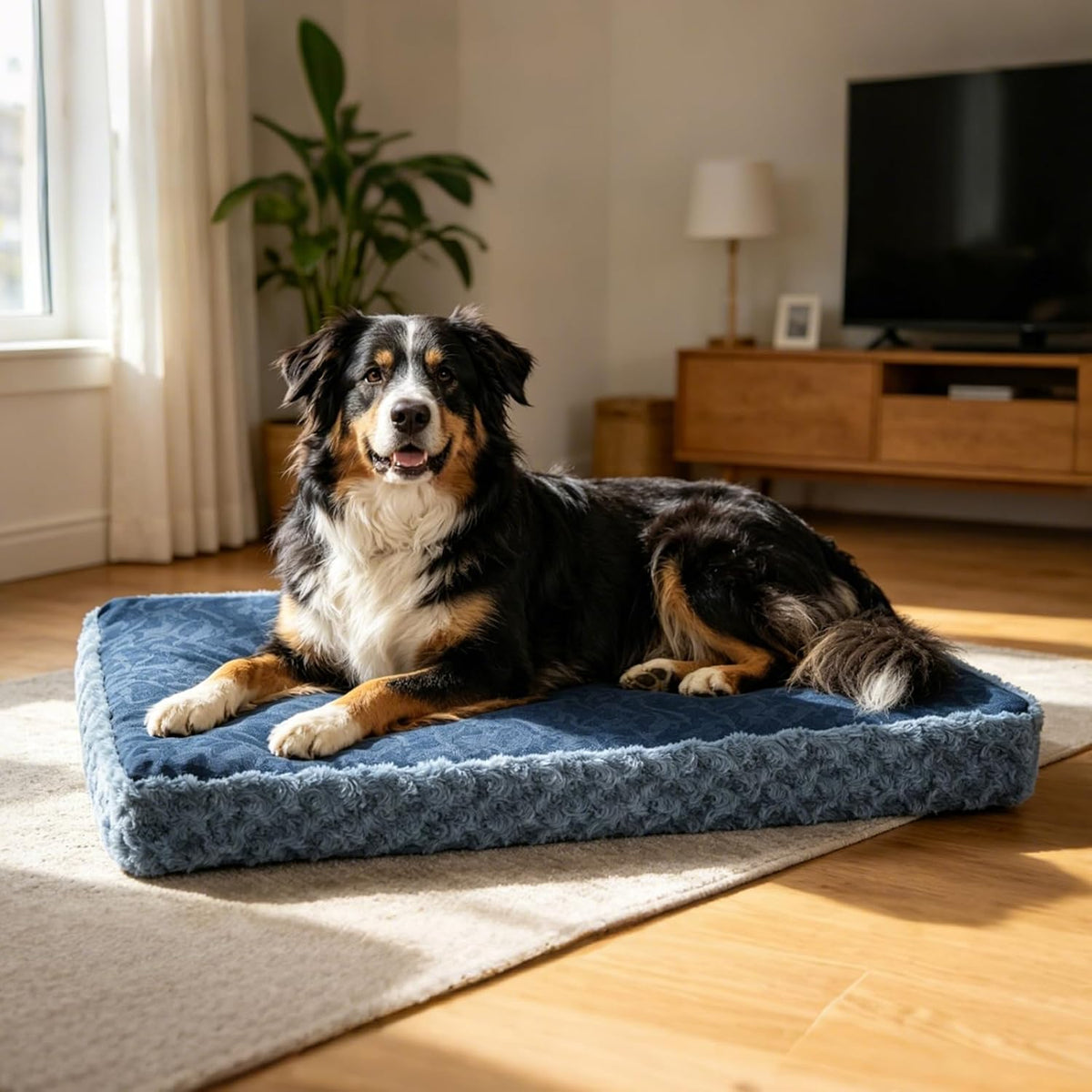 EMPSIGN Dog Bed Mat Crate Pad Mattress, Ultra Soft Pet Kennel, Navy, Large