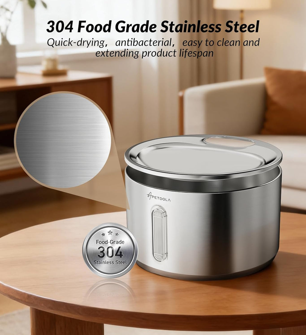Cat Water Fountain Stainless Steel,135fl-oz/4L,Wireless Cat Fountain