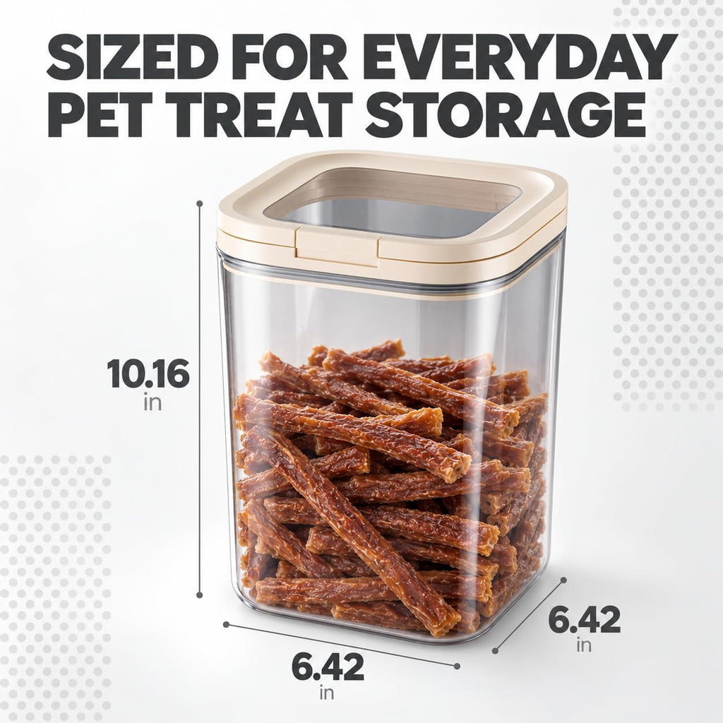 LivLab Mker Pet Treat Container, 5.28QT, One-Handed Open, Clear, Stackable
