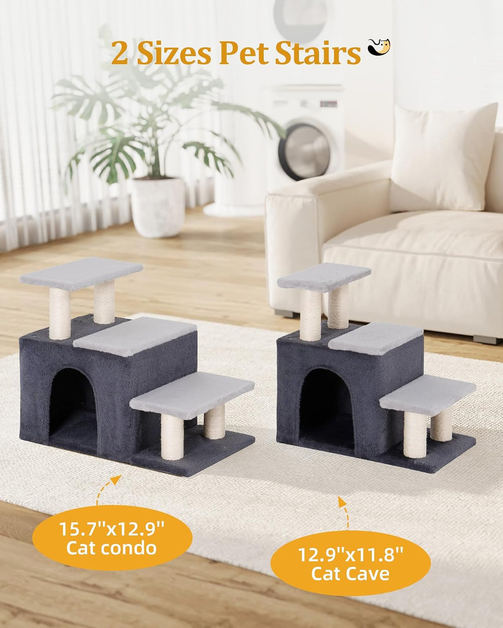 Aechonow 3-in-1 Pet Stairs for Cats, Dog Steps for Small Doggie Rabbits