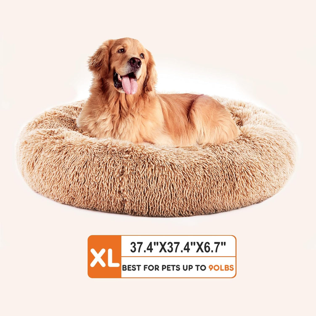 NEWBULIG 37x37 Inch Donut Dog Bed for Indoor Use, Fluffy Large Pet Sofa