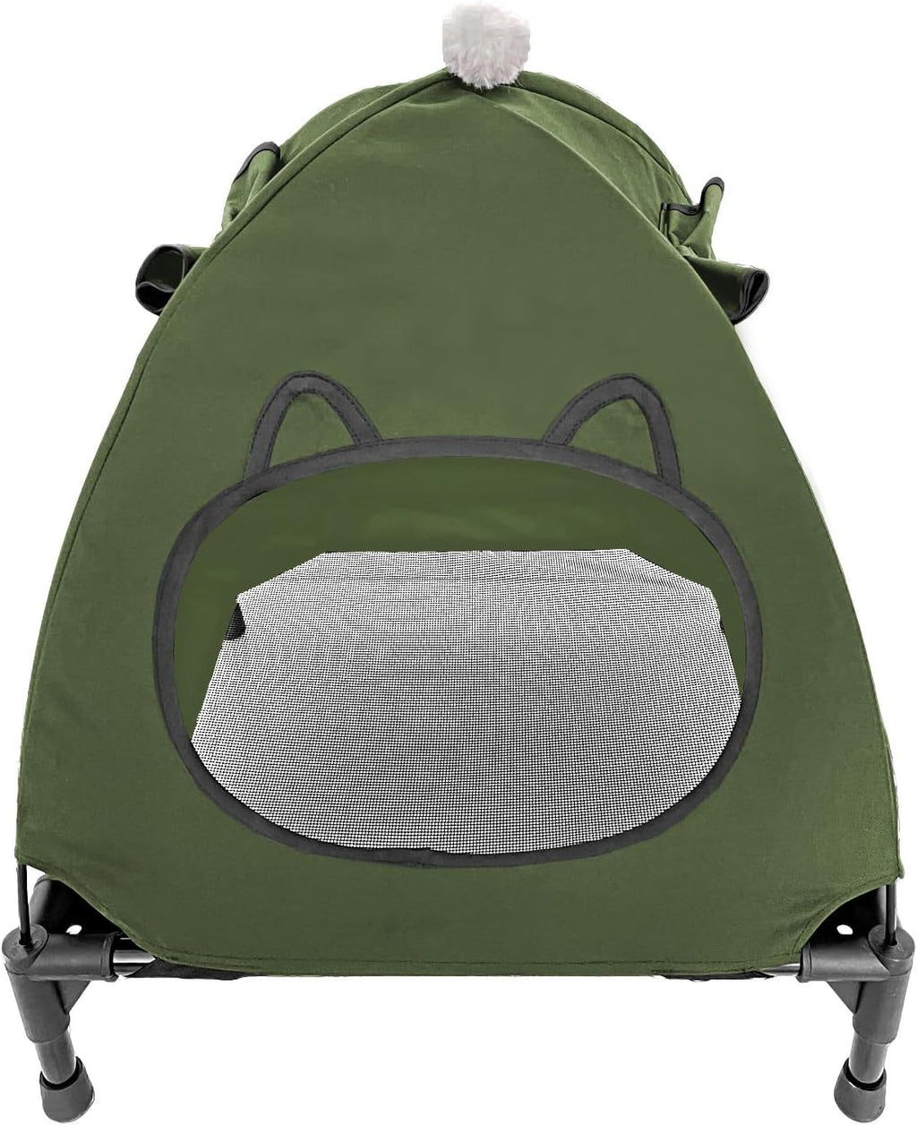 Pozico Elevated Dog Bed with Canopy and Breathable Mesh for Small Dog and Cat, 18.5x18.5x16.9 inch, Olive Green