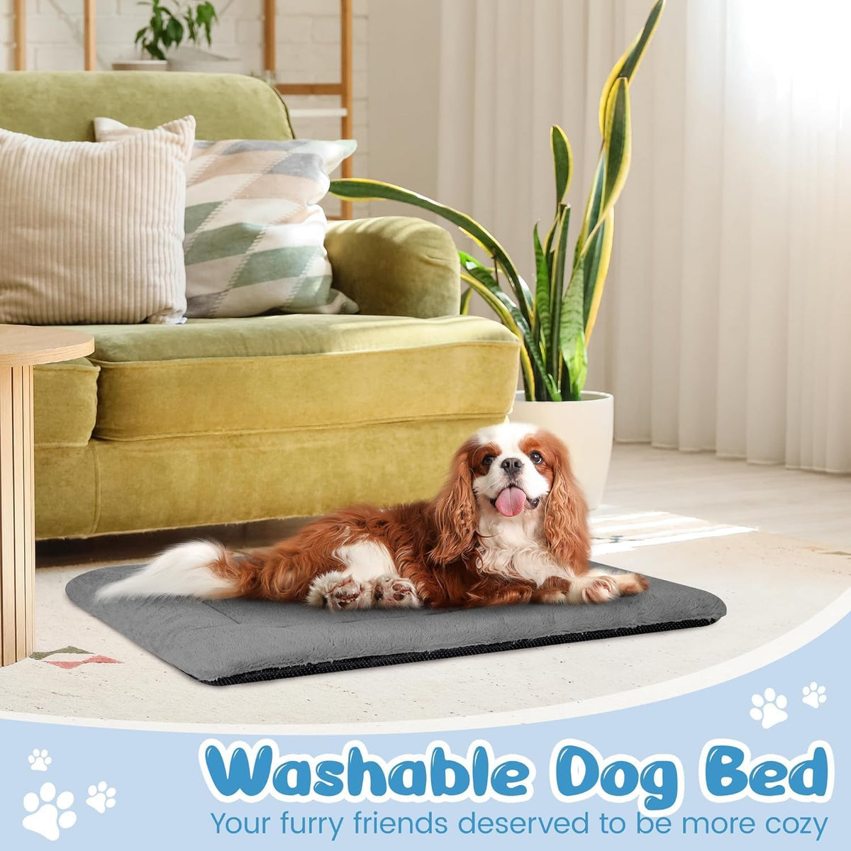 Dog Crate Pad, Washable Cozy Dog Bed Mat for Medium Dogs 36"x23", Dark Gray